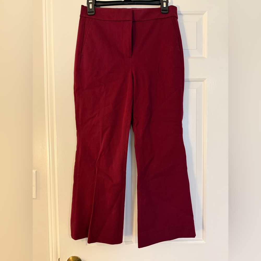 J Crew Kelsey Cropped Flare Pant - new, never worn, no tags. Maroon, size 4